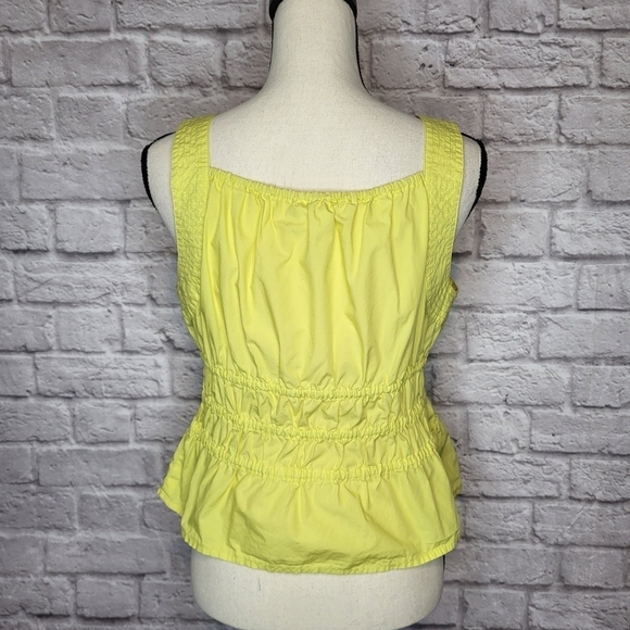 Anthropologie Maeve Liora blouse yellow thick straps ruched square neck sz Small - Picture 7 of 9